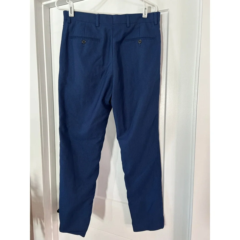The Savile Row‎ Company Mens Navy Blue Textured Dress Pants 30x32 Flat Front